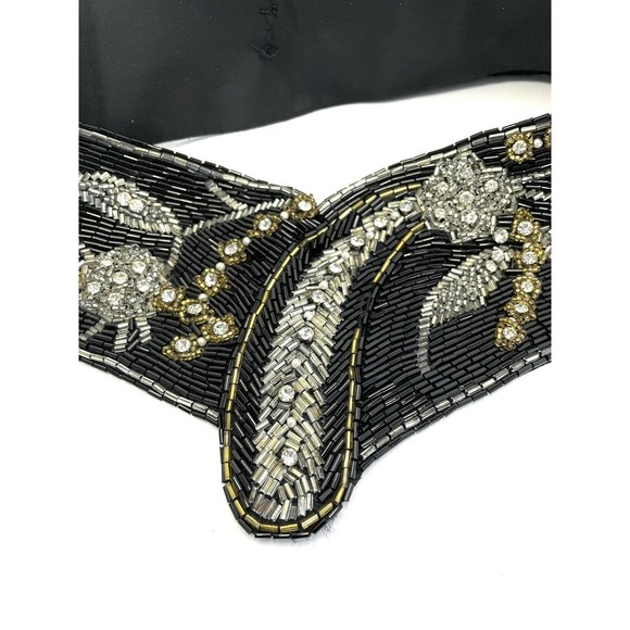 Vintage Jeromes Black Beaded Embellished Statement Belt Size 26 - Picture 2 of 9